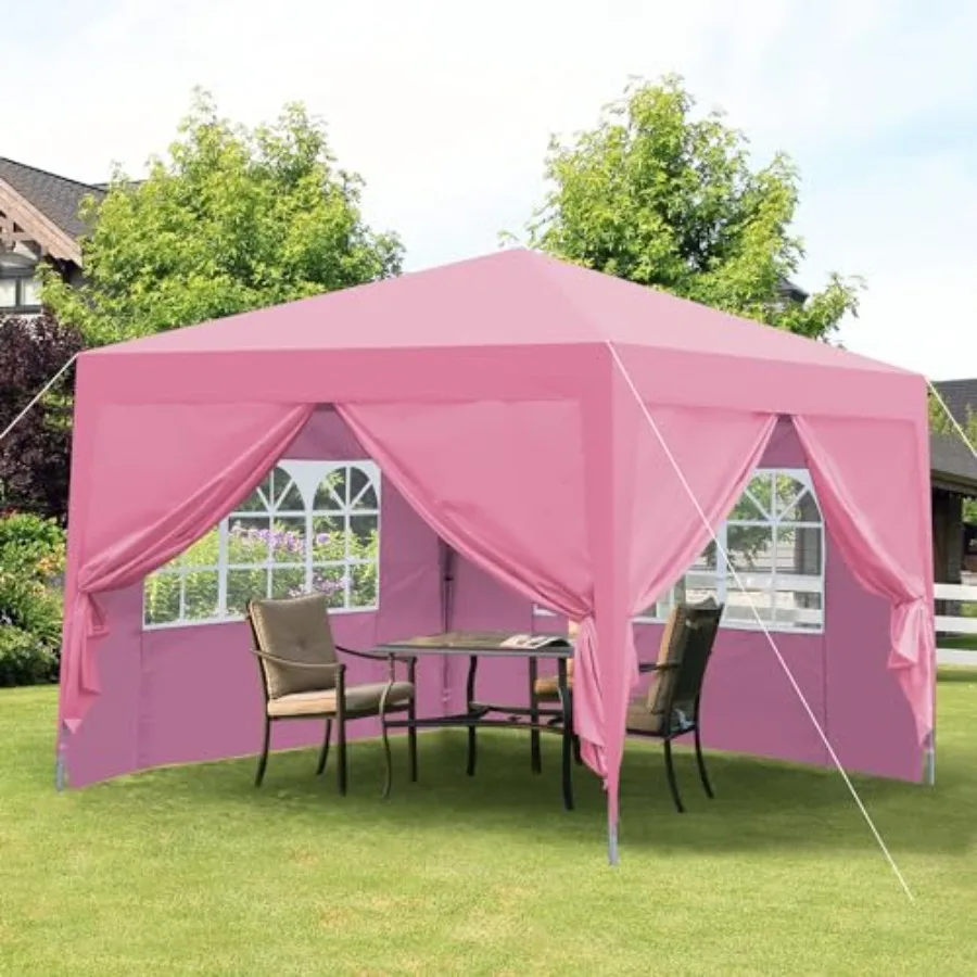 Pop Up Tent Canopy 10x10 for outdoor events, powder-coated steel frame, black, durable waterproof UV-resistant roof with 4 side