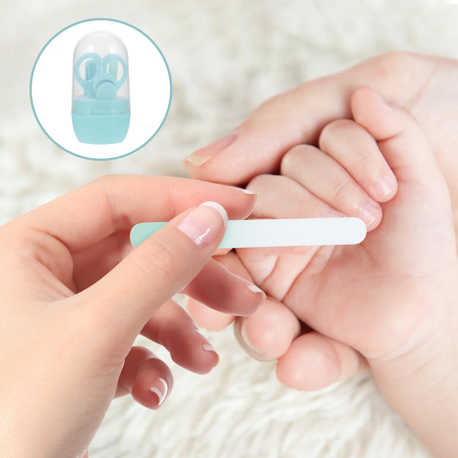 1Set Baby Nail Grooming Kit Newborn Nail Clippers Scissors File Trimmer Ergonomic Non-Slip Handles Portable Storage Case Gift