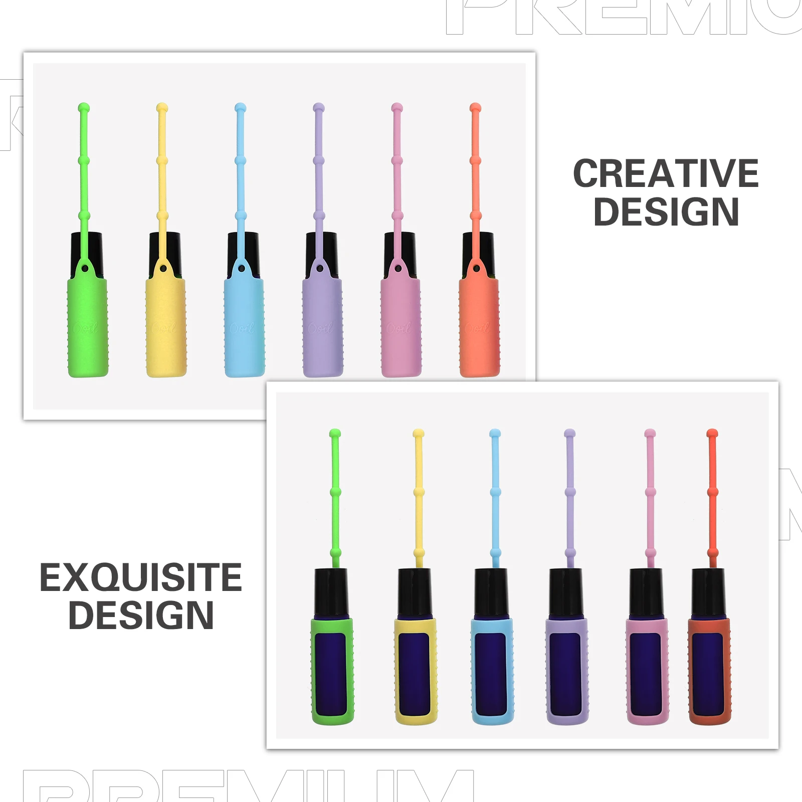 

1Set Frosted Roll on Bottle Leak Proof Glass Essential Oil Roller Bottle Silicone Sleeve Shockproof Portable Container