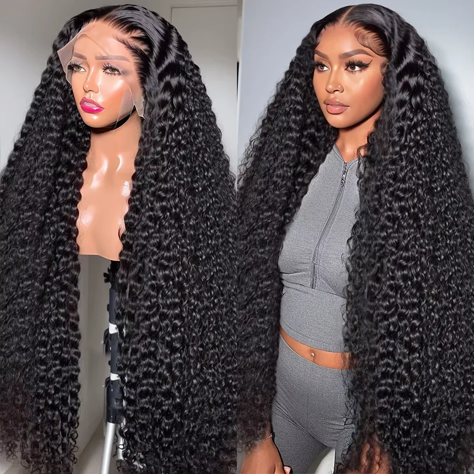 

Deep Wave Human Hair Curly Wig 42 Inch 180% 200% Density 13x4 13x6 HD Transparent Lace Frontal Wigs Pre Plucked For Black Women