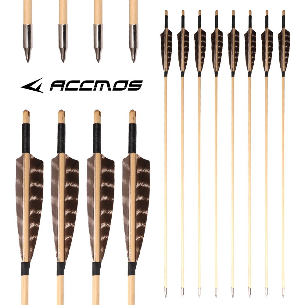 6/12/24 قطعة OD 8 مللي متر الرماية السهام الخشبية التقليدية مع 5 بوصة ريشة تركيا الجديدة ل 25-50lbs القوس اطلاق النار الصيد #5