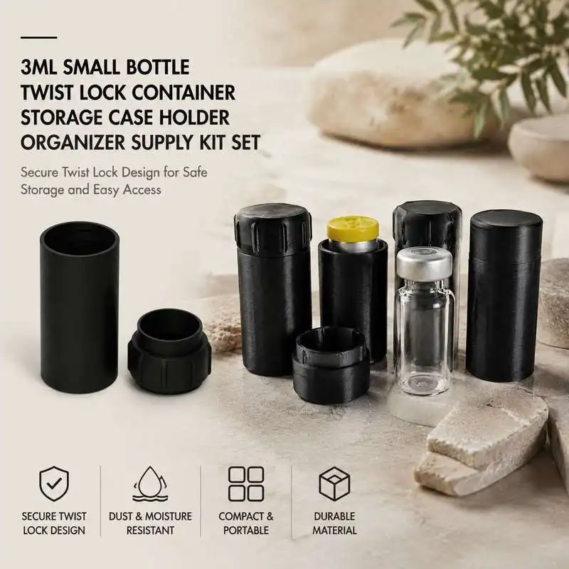 3ml Vial Twist Lock Storage Container Compact Screw Top Holder Small Parts Organizer For Tiny Item Carrying Keeping