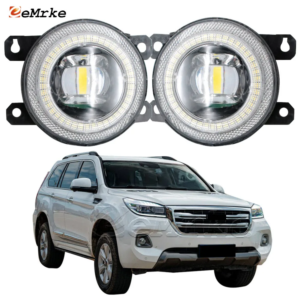 Led Car Fog Lamp Assembly 15W for Haval H9 2018~2021 Angel Eyes DRL Daytime Running Light 12V Front Exterior Lights with Lens