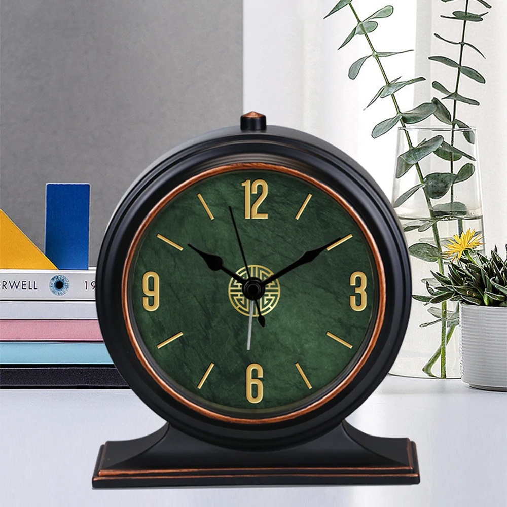 Vintage Clock Tabletop Silent Movement Non Ticking Luxury Golden Number Bedroom Study Bedside Desk Clock Elegant Home Decor
