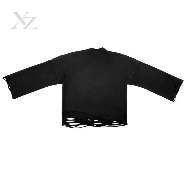 Opening Sale |No Smoking Graphic Long Sleeve T-Shirt Men Distressed Grunge Style Oversized Top Vintage Anti-Smoking Sign Print S