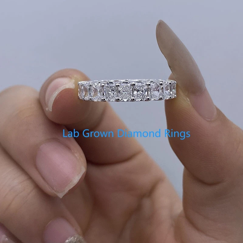 

0.2CT Each Radaint Cut CVD HPHT Lab Grown Diamond DEF VS-VVS Eternity Band Diamond Ring in Platinum 950 Fine Jewelry