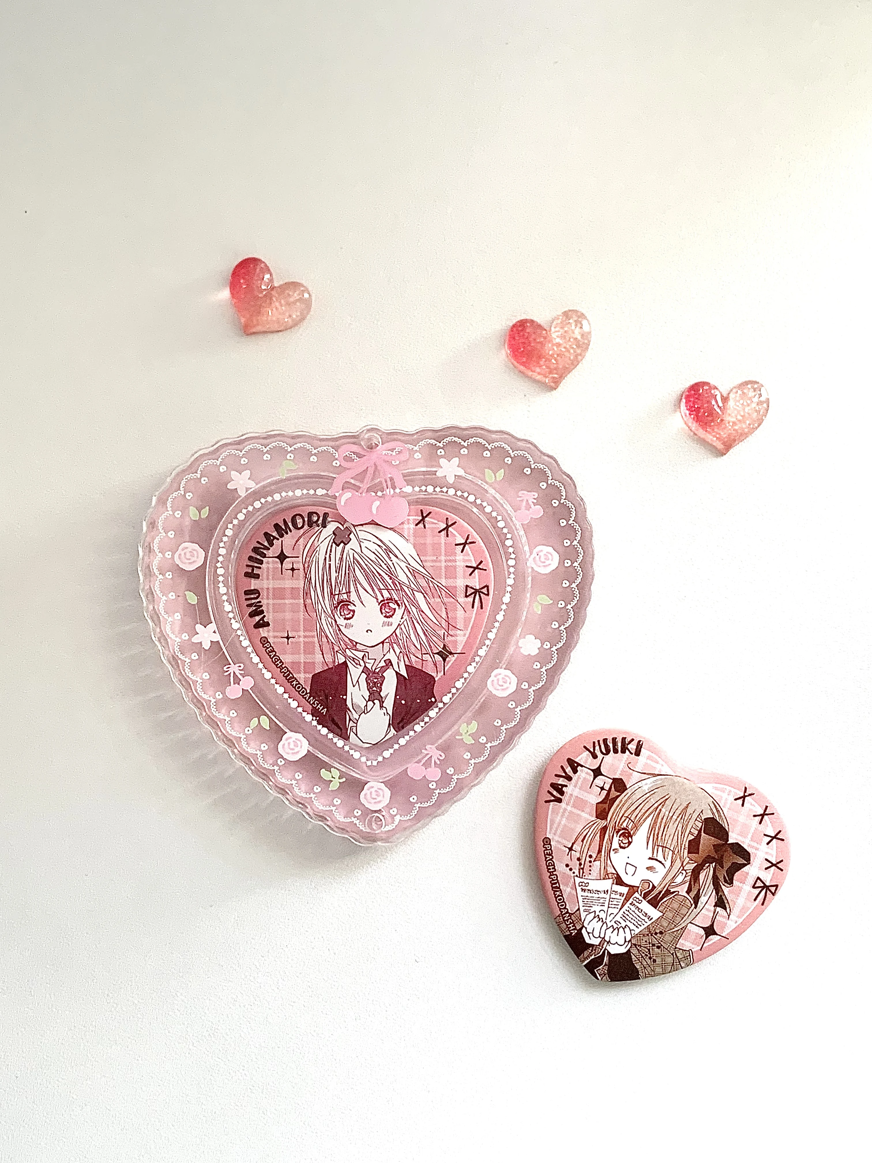 Kawaii Lace Heart Acrylic Badge Wa Jiang Holder Aesthetic Anime Display Stand Organizer for Japanese Anime Gacha Collection
