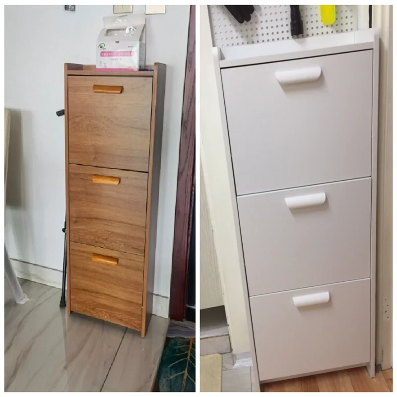 

‌ Ультратонкий двухъярусный шкаф для обуви с откидной дверью — компактная полка для обуви прихожей низкой высоты, узкая полка для обуви для небольших помещений