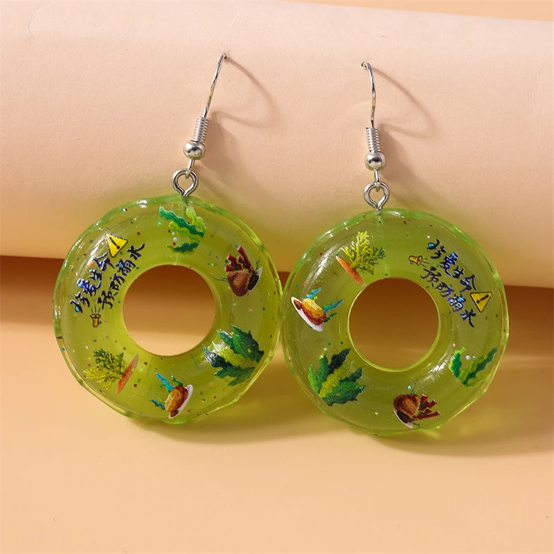 Mode Candy Farbe Harz Schwimmen Ring Tropfen Ohrringe für Frauen Mädchen Party Festival Schmuck Geschenke – Detail 9