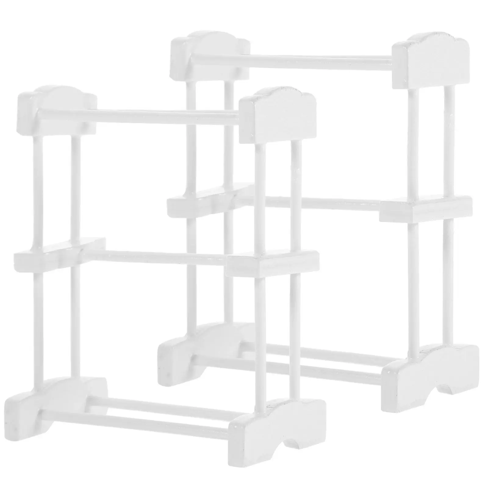

2Pcs Wooden Mini Rack Miniature House Accessories Clothes Stand Small Towel Rack Organizer for Kids Room Shelf Display Decor