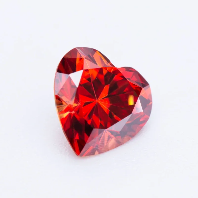 Moissanite Stone Garnet Color Heart Cutting Gemstones Lab Grown Advanced Jewelry Making Materials Diamond with GRA Certificate