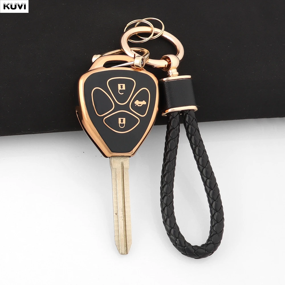 3 BTN TPU Car Key Case Cover Shell Fob Kechain For Toyota Corolla Camry Reiz RAV4 Crown Avalon Venza Matrix Yaris 4Runner Bag