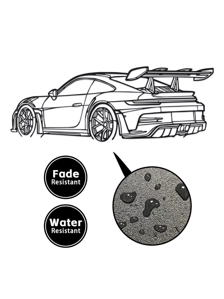 Car Metal Wall Art - Black Metal Carving, Sleek Design with Spoiler & Exhaust Pipes, Easy to Hang Home & Office Decor