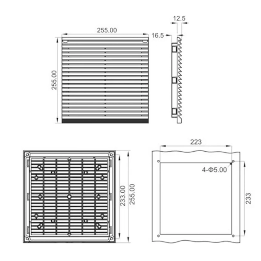 255*255 ミリメートル電子エンクロージャ、FK9805 コントロールパネル換気フィルター 17250 軸流ファン 22060 冷却ファン