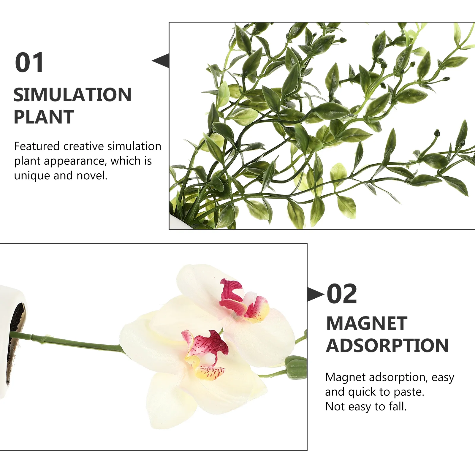 

2pcs Simulation Potted Plant Fridge Magnet Bonsai Decor Succulent Refrigerator Sticker Home Kitchen Decorative Magnetic