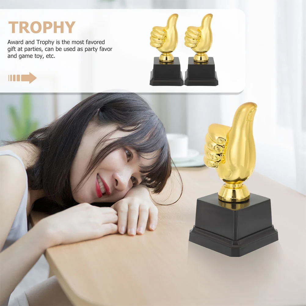 2 Stuks Thumbs Up Trofee Kleine Trofeeën Standbeeld Decoraties Grappig Voor Volwassenen Kind