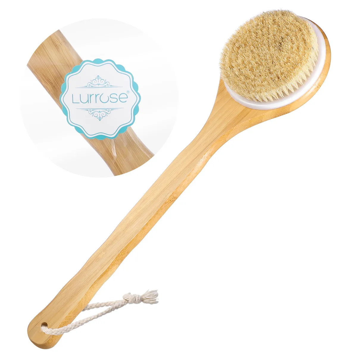 Bristle Bath Brush Bamboo Long Handle Exfoliating Shower Body Massage Brush Dead Skin Remover Foot Knee Leg Softening