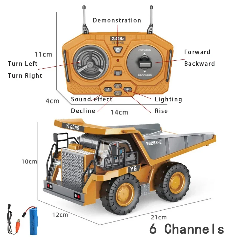 Rc Excavator Forklift Electric Bulldozer Dump Truck 4WD Remote Control Cars Engineering Vehicle Kids Toy for Boys Children Gifts