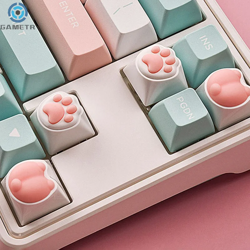 1 buah keycap kaki kucing lucu untuk Keyboard mekanik Cherry MX Switch DIY Cap kunci kustom Keycup silikon lembut warna Pink Artisan