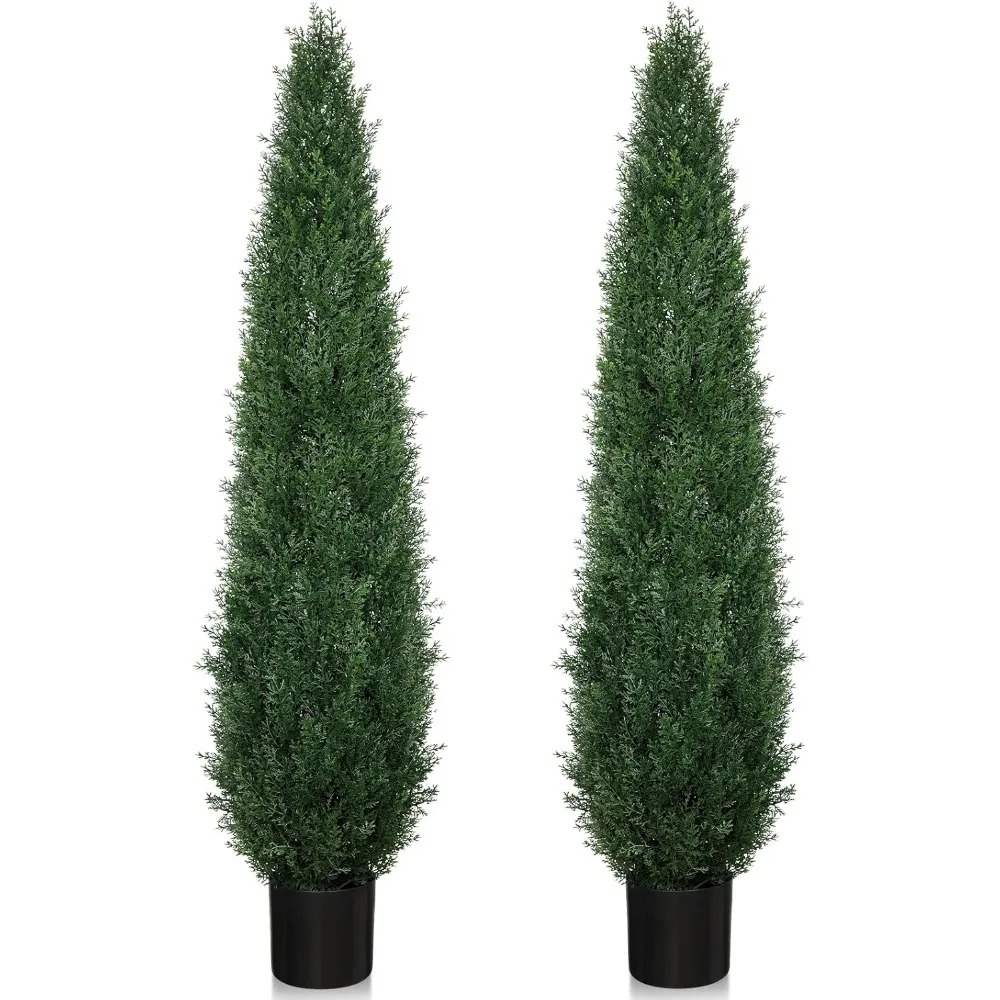 

5-foot Outdoor Artificial Plants, UV Resistant Cedar Trees, Potted Outdoor Artificial Trees and Shrubs