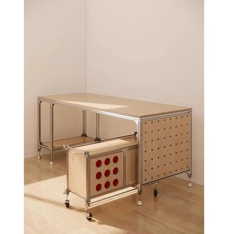 Birch solid wood computer desk workbench, ocean panel desk, aluminum profile rectangular table integrated