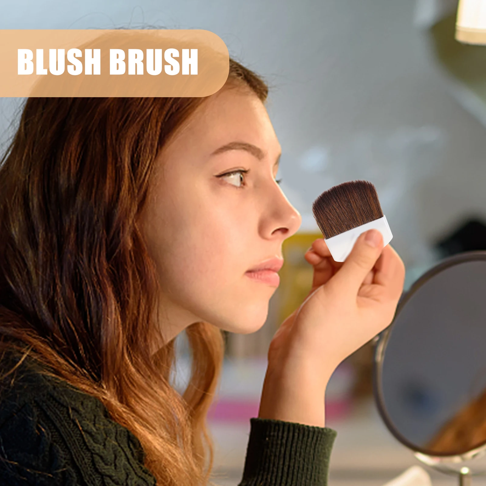 4 個のフェイシャルメイクブラシ柔らかい毛のチークブラシ頬用滑らかなハンドル女性用ポータブルツール長期使用用