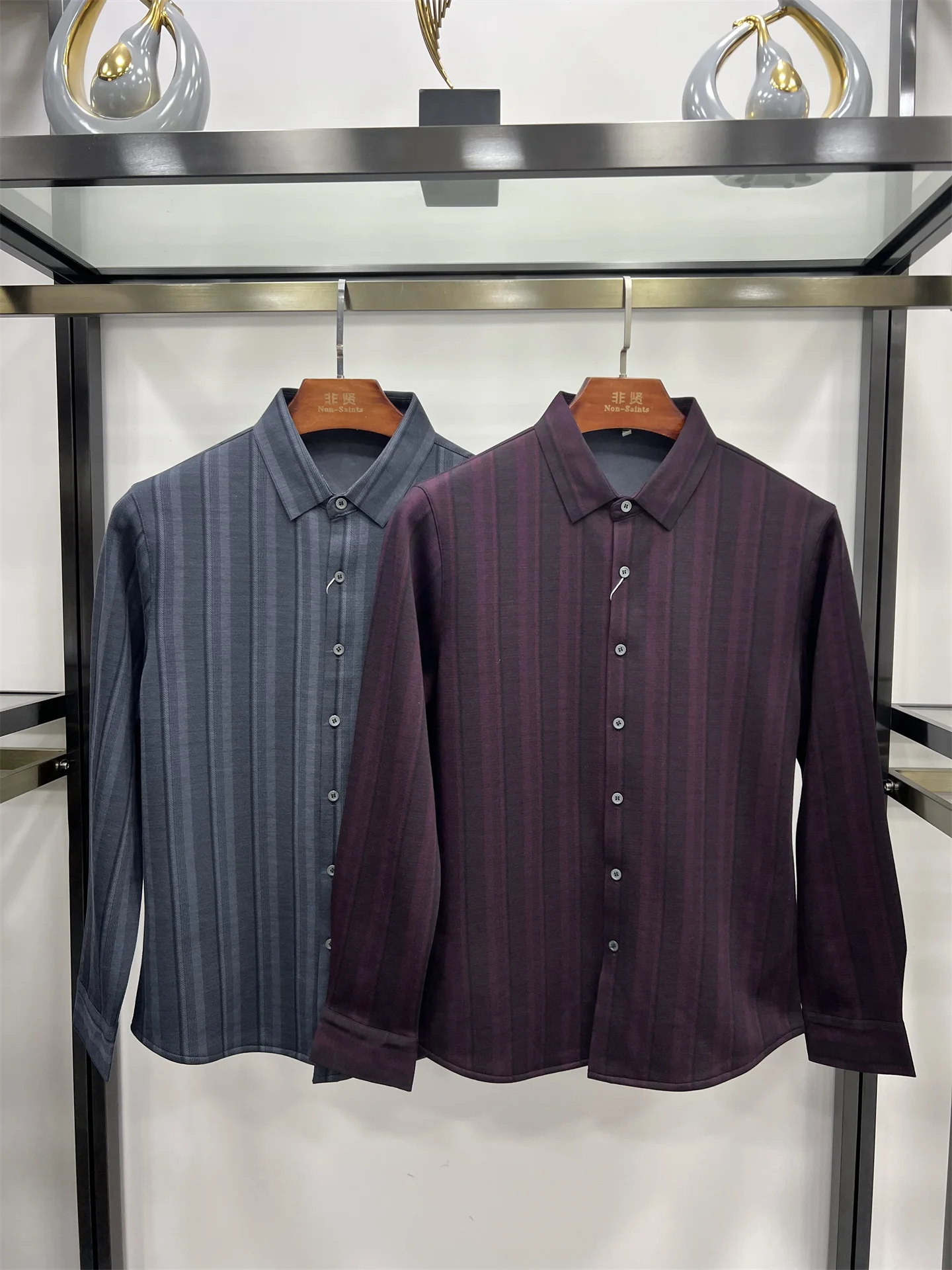 

Non-Saints Men's Fce-Lined Long Sve T-irt Casual Wool Silk Warm irt Stand Fit Busin Wear Winter Season