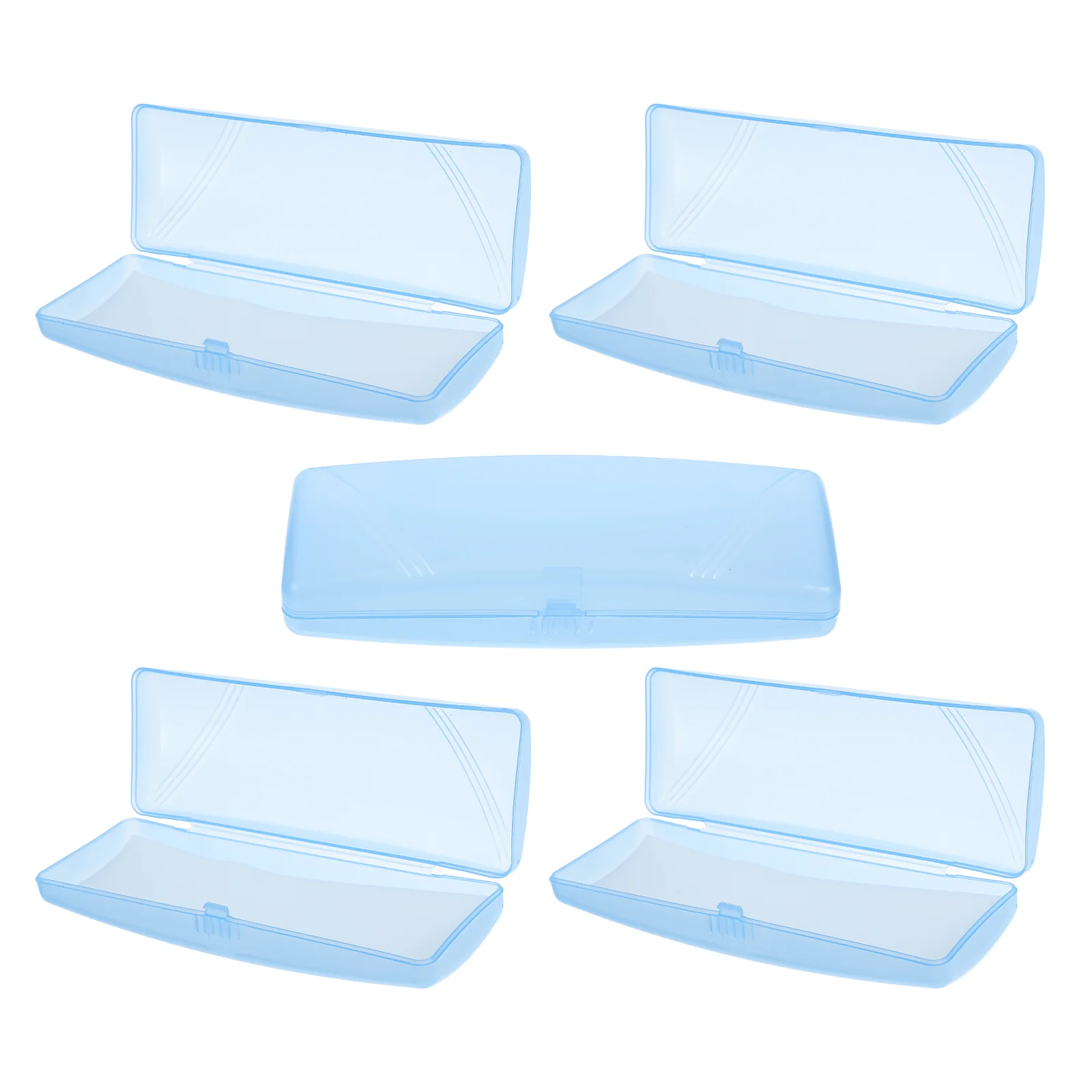 

5pcs Portable Plastic Eyeglasses Box Anti-pressure Glasses Case Transparent Sunglasse Protectors for Man Woman (Sky-blue)