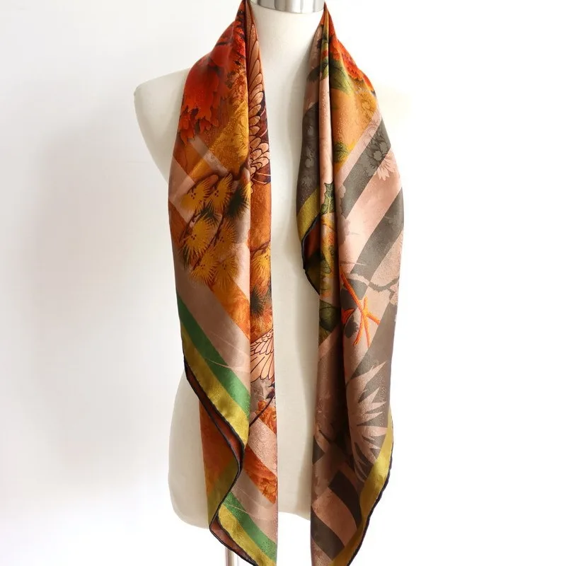 Winsleter-100%Real Silk Watered Gauze Elegant Scarf, 108*108CM Jacquard, Mom Temperament Shawl Scarves, 2026 Spring New A62251CC