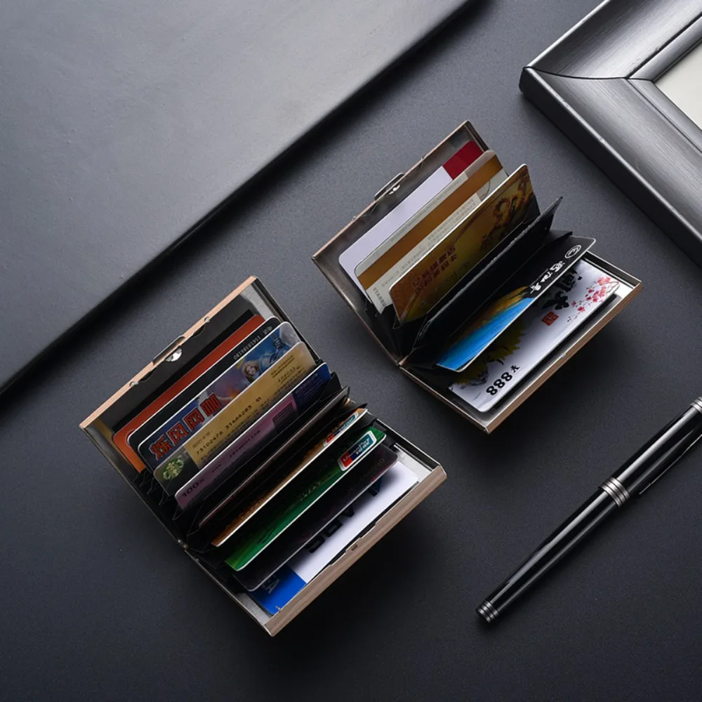 

New Stainless Steel Card Holder Waterproof Large Capacity Bankcard Card Case Ultra-thin Multi-function Bank Cardholder