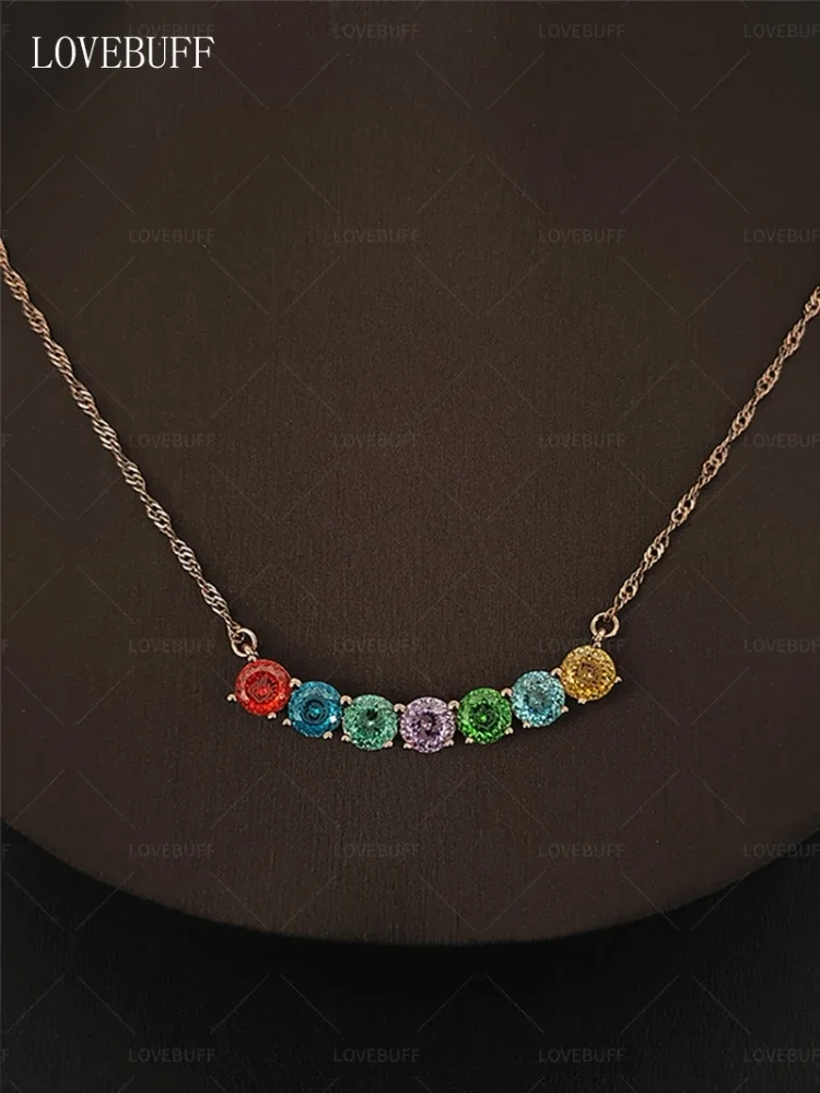 

Anime Game Impact 7 Element Romantic Crystal Necklace for Women Sweet Cool Teens Rhinestone Delicated Rose Gold Party Jewelry