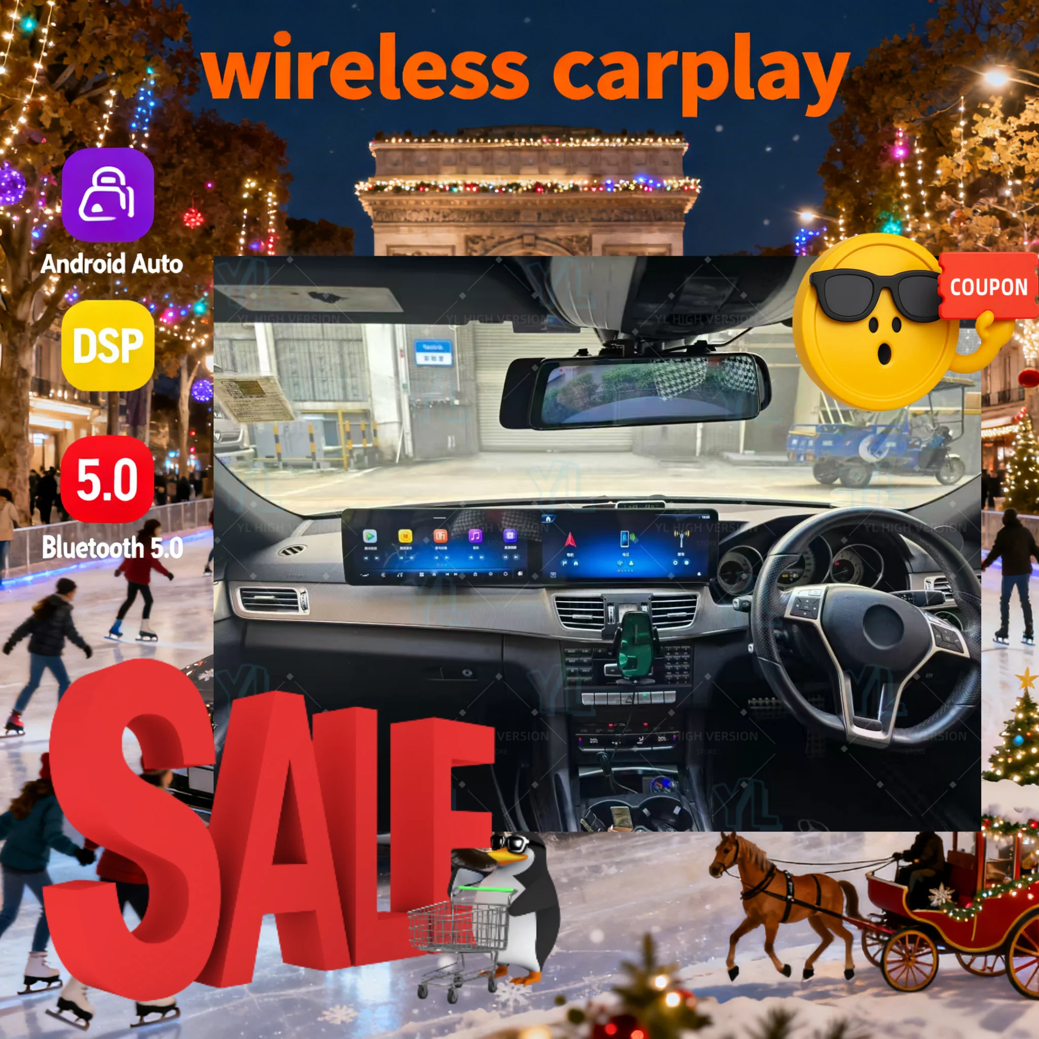 2026 Dual ScreenAndroid 13 For Mercedes Benz E W212 2009-2015 GPS Navigation Carplay Car Radio Touch Screen Qualcomm Bluetooth