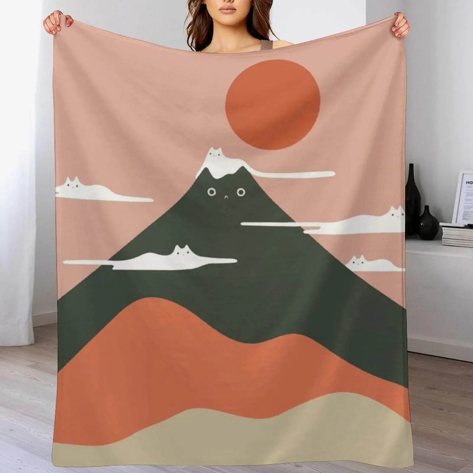 Cat Landscape 72A Throw Blanket Anti Shedding Soft Fuzzy Blanket for Home