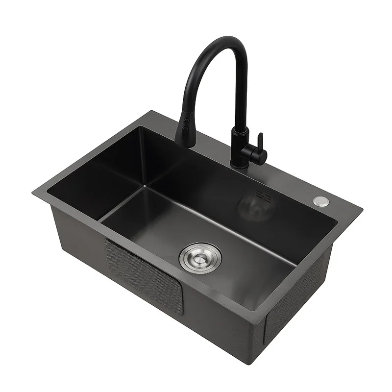 Hot Sale Deep Basin Nano Single Bowl Stainless Steel Brushed Handmade Kitchen Bottom Sink