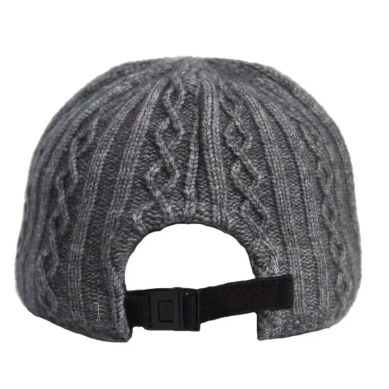 Warm Adjustable Chic Knit Baseball Cap for Women - Elegant Floral Design Visor Hat for Autumn & Winter Outdoor Activities