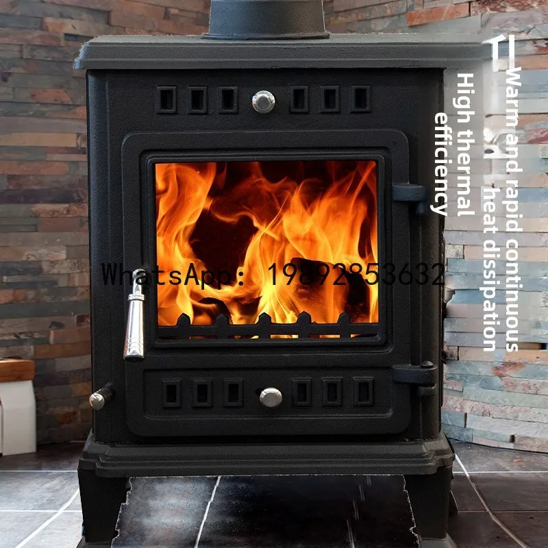 X-13 Indoor Cast Iron Wood Burning Stove for Villa Home Use, Energy-Saving Fireplace for Homestay