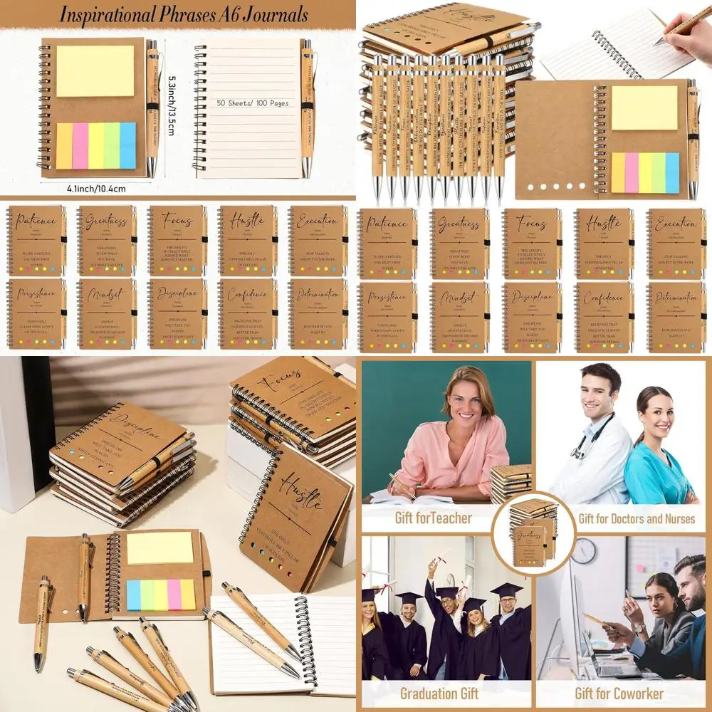 

Set of 80 Inspirational Spiral Notebooks with Sticky Notes and Pen - Ideal Christmas Gifts for Teachers, Nurses, and Colleagues