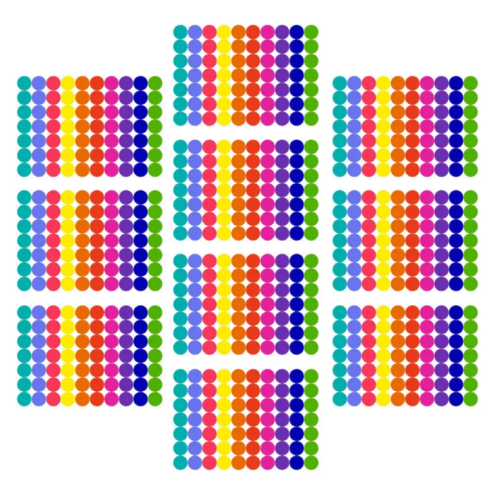 10Sheets Colorful Round Label Stickers Writable Removable Dot Labels Sealing Packaging Coding Tags Office Home Inventory