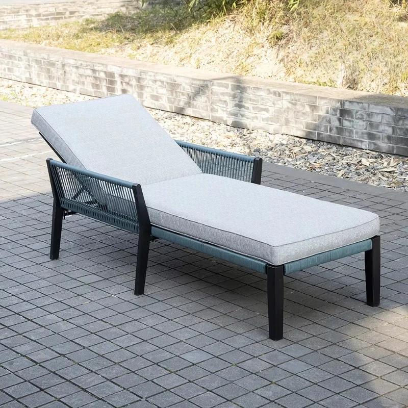

Luxury rope woven outdoor loungers, heavy metal iron frame beach loungers, hotel resorts