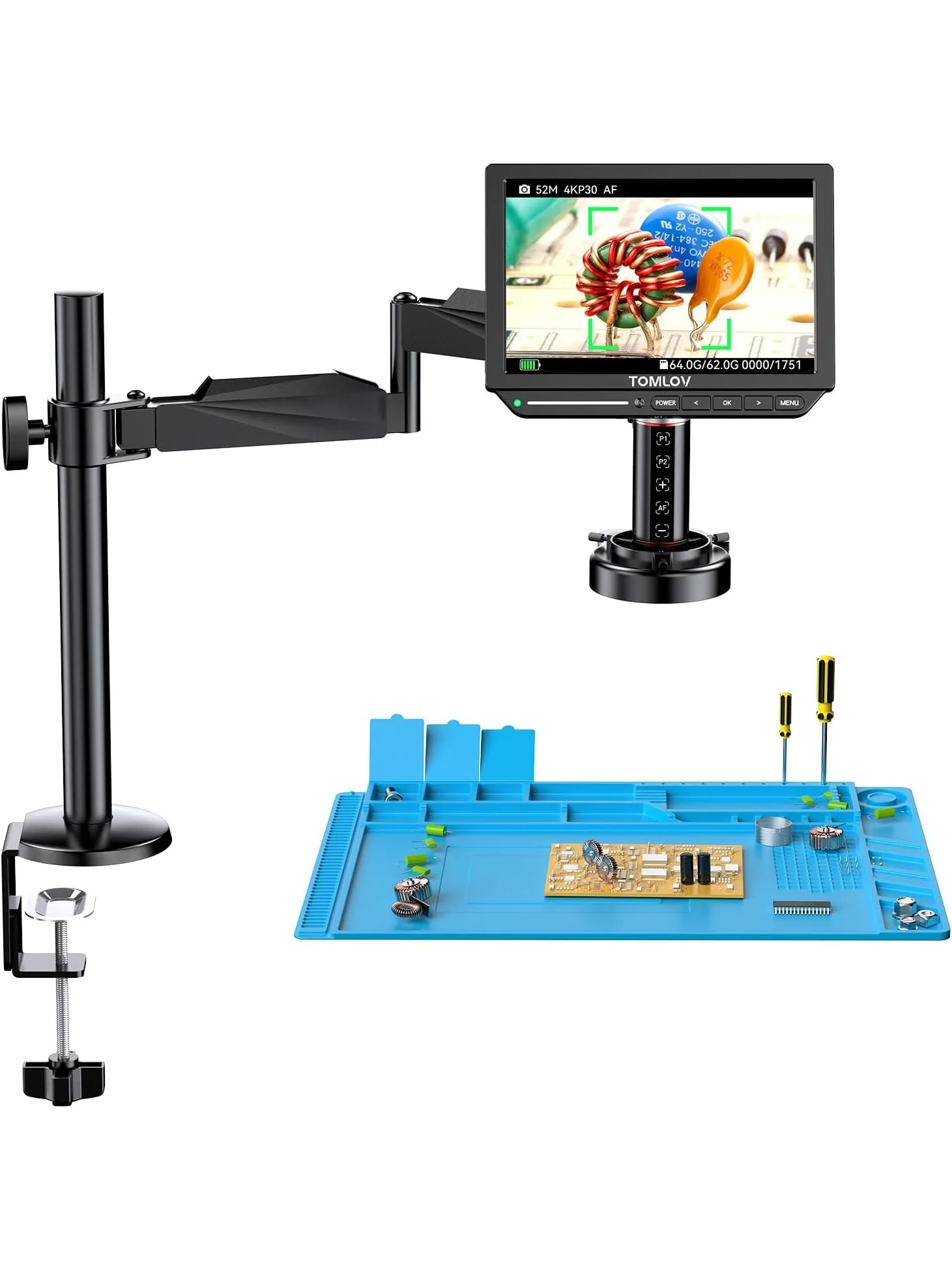 TOMLOV 4K mikroskop cyfrowy 2000X autofokus 8 "TM4K-AF Flex Arm HDMI elektronika mikroskop lutowniczy do naprawy telefonu komórkowego — zdjęcie 2