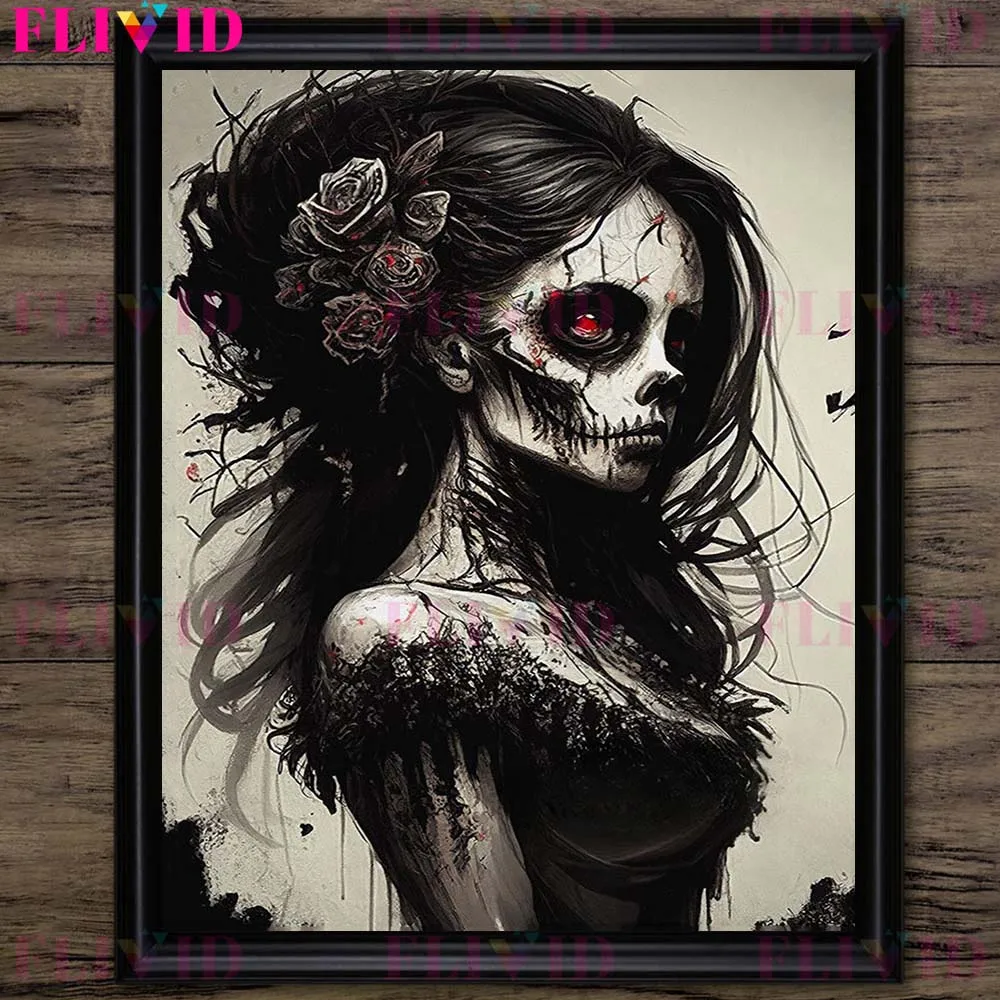 Día De Los Muertos Sugar Skull Girl Wall Art Canvas Painting Pink Day Of The Dead Girl Art Poster And Print Home Decor Unframed