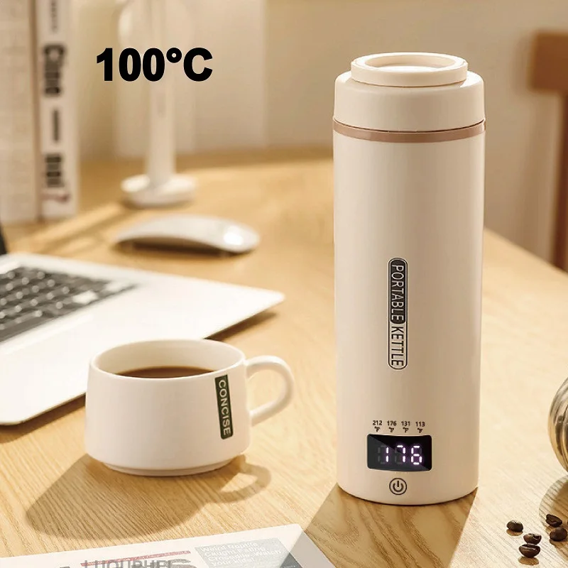 110V/220V Electric Kettle Portable Tea Coffee Thermos Cup Outdoor With Temperature Regulating Kettle Office Electric Cup 550ml