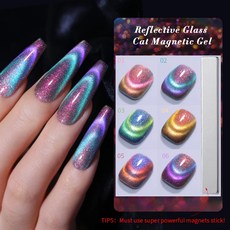 BORN PRETTY 10ml Double Light Orange Yellow Cat Magnetic Gel Nail Polish Reflective Sparkling Fall Color Varnis Semi Permanent