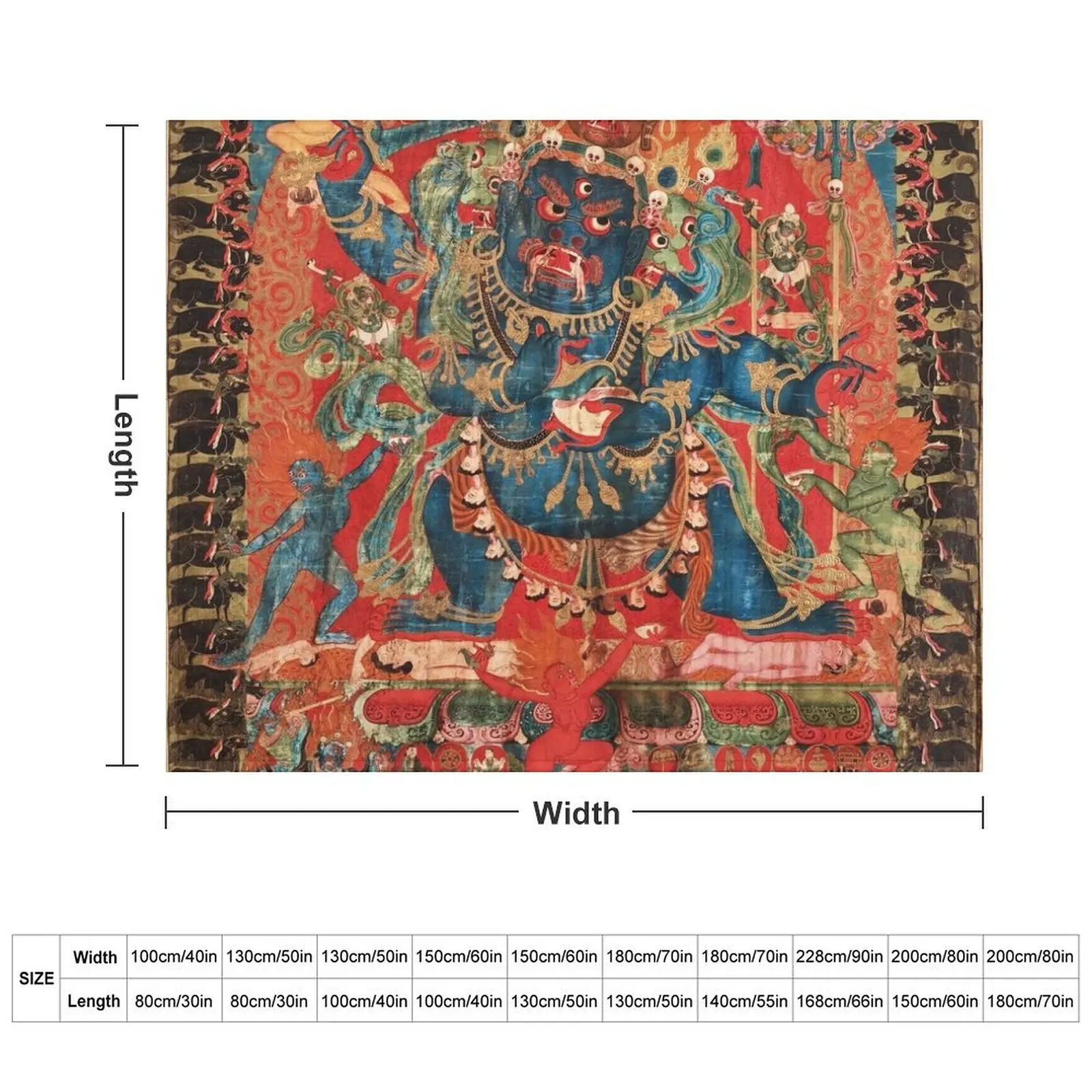 Mandala 143 Mahakala Chaturmukha Four Faced Throw Blanket Polar Giant Sofa Soft Big Blankets