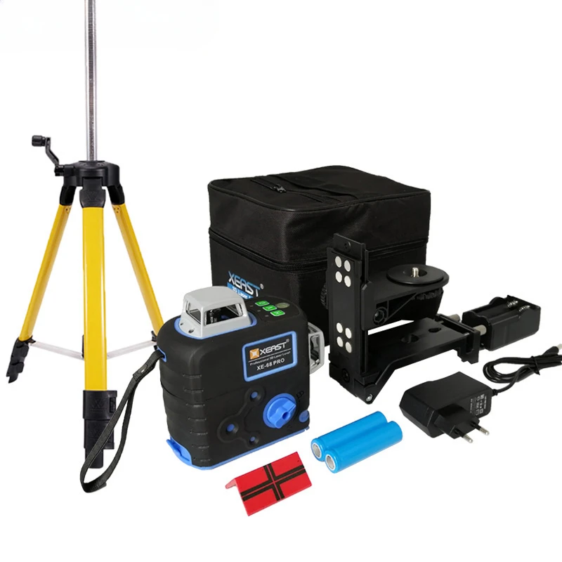 For XE-68G Pro 3D 12 Lines Lasers Cross Level Tilt Function With Tripod  Rotary Vertical Horizontal Professional Laser Level