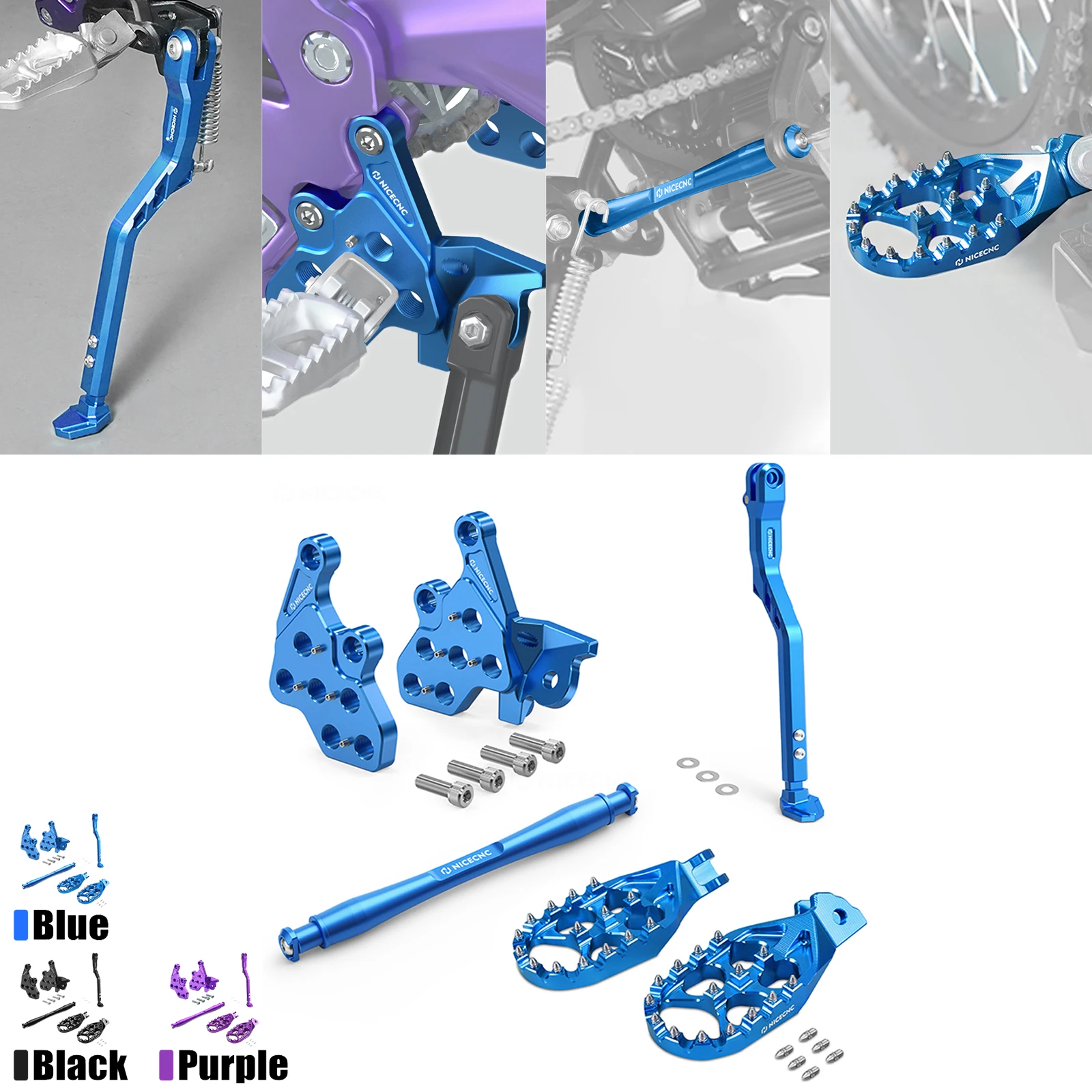 NICECNC For Sur-Ron Surron Light Bee X S L1E Segway X160 X260 Foot Pegs Bracket Package Support Brace Adjustable Kick Stand