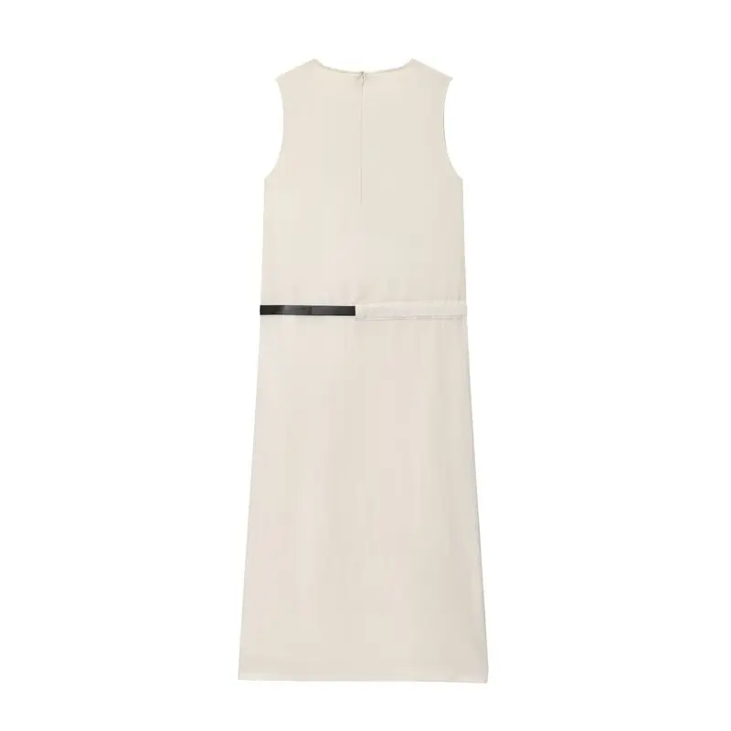 Été nouveau blanc Svel Dr avec ceinture conception vêtements pour femmes l taille H Version coton mélange décontracté rond Ne