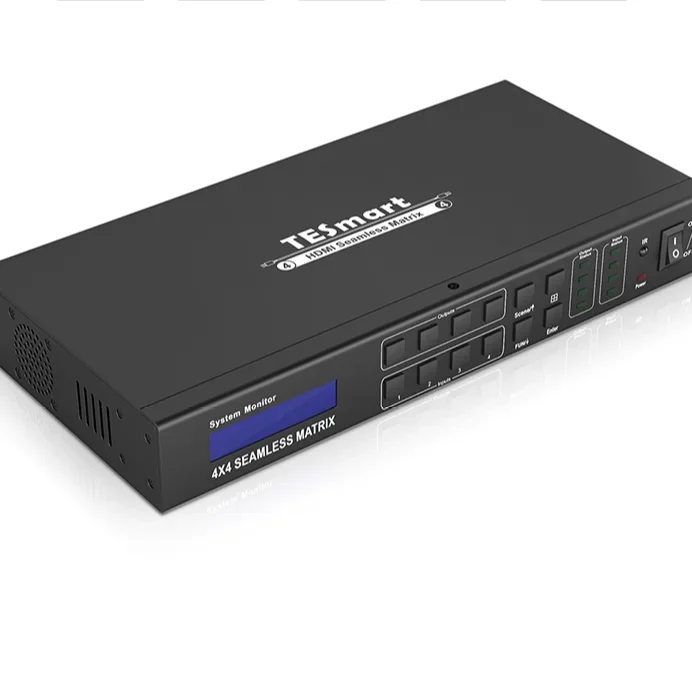 TESmart Hdmi Matrix 4X4 Seamless Switching 4in4out RS232 LAN HDCP 1.4 EDID Video wall 4k30hz 3 Hdmi Video Matrix with IR Remote