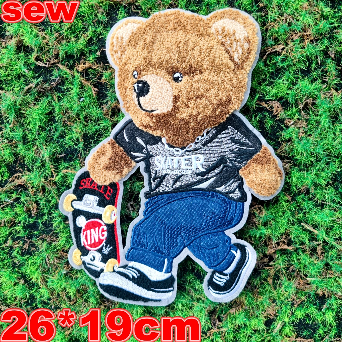 Embroidery Chenille Patch Pink Bear Animal Cartoon Badges Hats Bears Appliques Patches for Clothing DIY Accessory ID235251