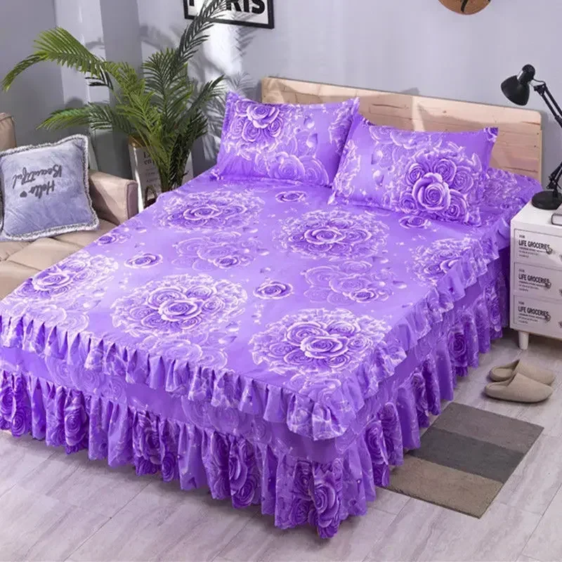 

150/180/200cm Bed Skirts Princess Style Bedspread Cover with Skirt US Euro Bed Linen Smooth Twin Full Queen King Size Bed Sheet